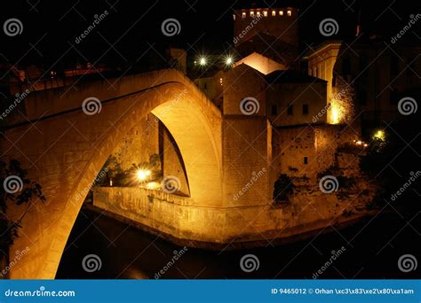 Mostar Bridge - Night Scene Stock Photo - Image of greenery, evening ...