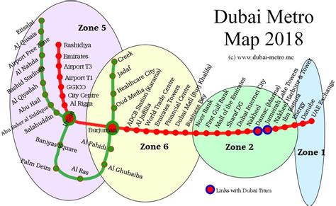 Dubai Metro Map with Zone Information