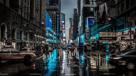 1920x1080 New York City Street Reflection Motion Blur Dark 4k Laptop ...