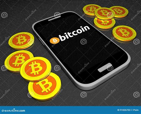 Bitcoin mobile wallet stock illustration. Illustration of electronic - 91026703