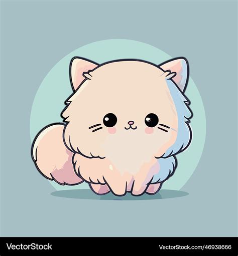 Cute cartoon cat of a white fluffy Royalty Free Vector Image