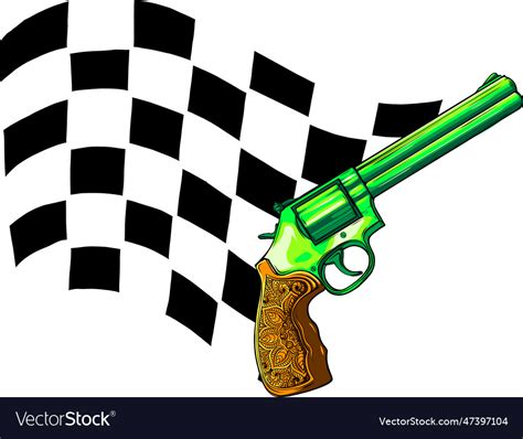 Gun revolver handgun six shooter pistol drawing Vector Image