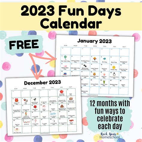 2023 Fun Days Calendar - Rock Your Homeschool