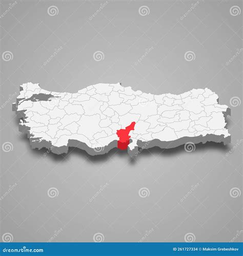 Adana Region Location within Turkey 3d Map Stock Vector - Illustration ...