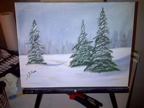 Snowy Day Painting I did | Painting, Winter painting, Painting class