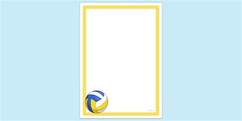 FREE! - Simple Blank Volleyball Page Border | Page Borders | Twinkl