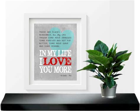 In my life Beatles lyrics art print music art print gift for