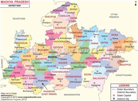 Madhya Pradesh Map, Districts in Madhya Pradesh