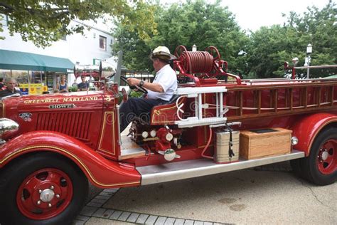 A Fire Chief Drives a Antique Fire Truck Editorial Photography - Image ...