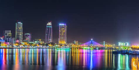 Panorama Da Nang City Nightlife Stock Photo - Download Image Now - iStock