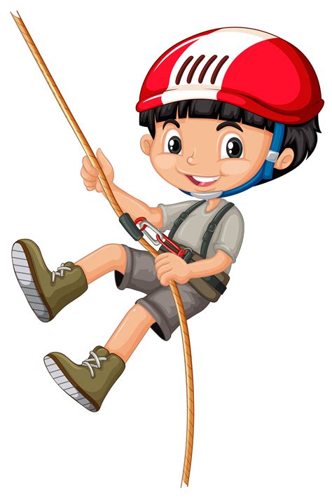 A boy on climbing rope 301256 Vector Art at Vecteezy