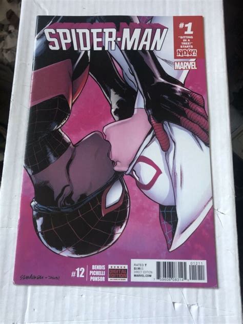 Spider-Man #12 2017 Miles Morales Spider-Gwen Kiss Cover A -- Antique ...