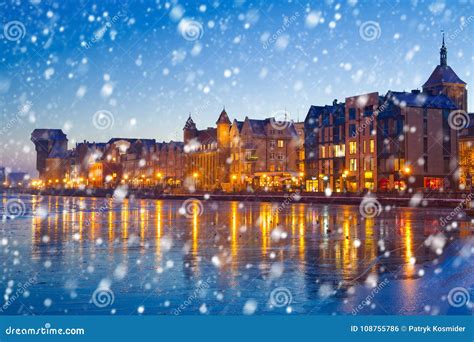 Old Town of Gdansk on a Cold Winter Night Stock Photo - Image of culture, polish: 108755786