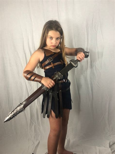 Girl's Warrior Costume Girl's Armor Female Gladiator Kid's Cosplay P - Etsy