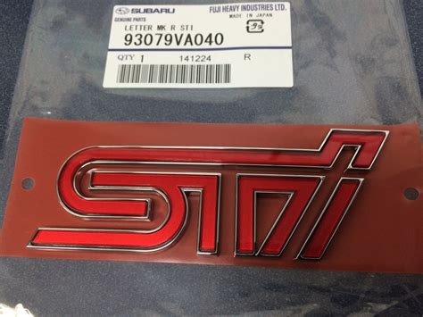 Subaru NEW Genuine OEM Rear Badge STi 2015-2018 Impreza WRX STi 93079VA040 NEW ...