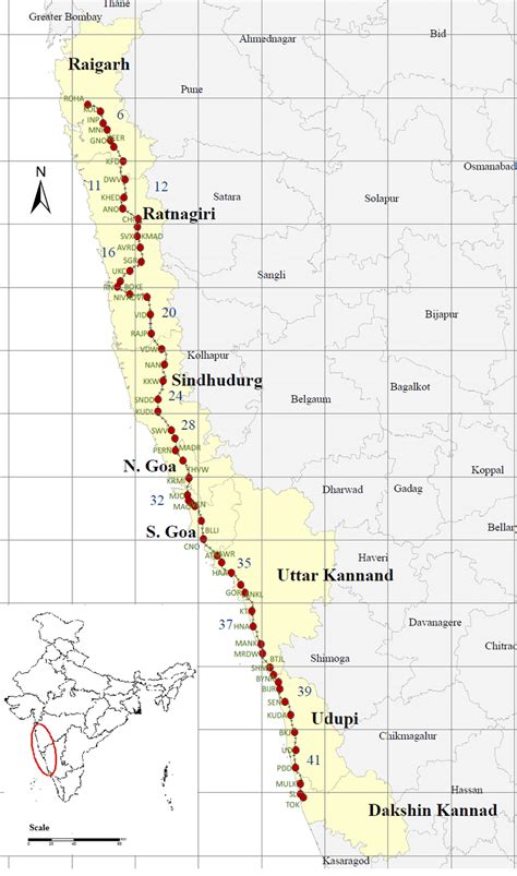 Grid map of Konkan Railways (0.5° latitude x 0.5° longitude) | Download ...