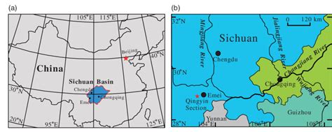 (colour online) Sketch map of the studied section in the southwestern ...