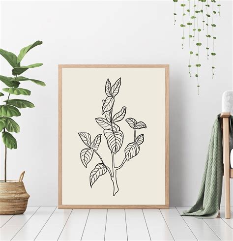 Botanical Wall Art Print Set of 4 Printable Art Modern | Etsy