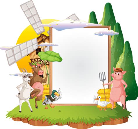 Empty banner template with farm animals 8191210 Vector Art at Vecteezy