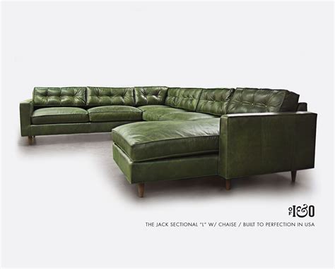 Giant Green Leather Chesterfield Sectional | Green leather sofa ...