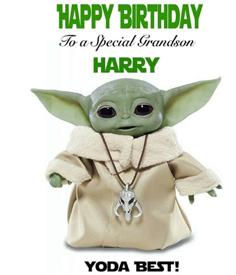 Baby Yoda Birthday Card Personalised male/female | Etsy UK