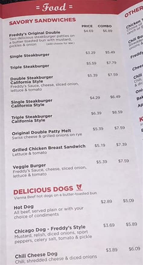 Freddy’s Frozen Custard And Steakburgers menu – SLC menu