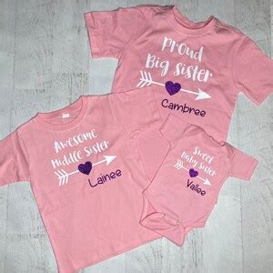 Matching Sibling Shirts, Personalized Sibling Shirts for 3 Kids Gift Set, Professional Big ...