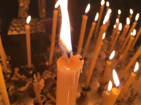 Burning Candles during Epiphany at Russian Orthodox Church. Stock Image ...