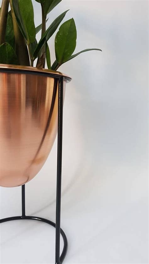 Solid Copper Plant Pot With Stand - Etsy