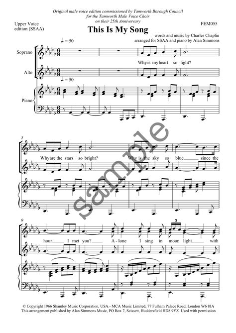 This is My Song - SSA(A) - Alan Simmons Music - Choral Sheet Music for ...