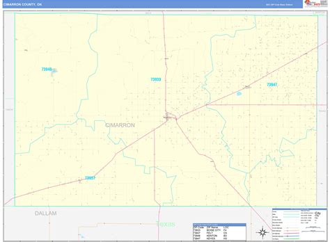 Cimarron County, OK Zip Code Wall Map Basic Style by MarketMAPS