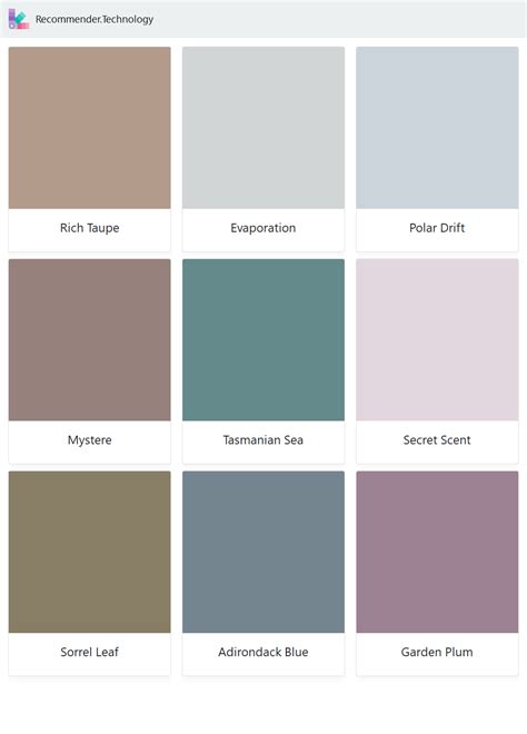 Sherwin Williams Taupe Color Chart