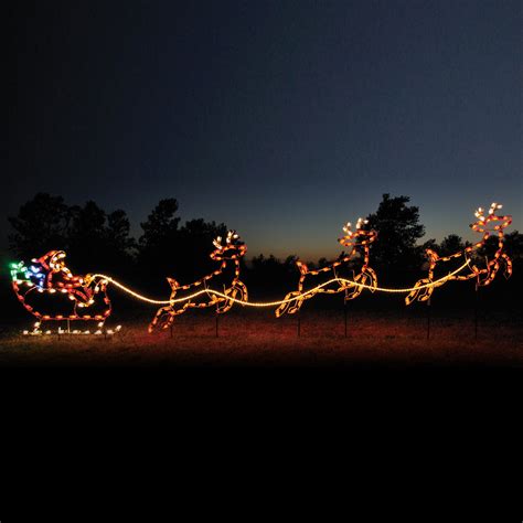 Small Outdoor Santa Sleigh and Reindeer Set — HolidayLights.com