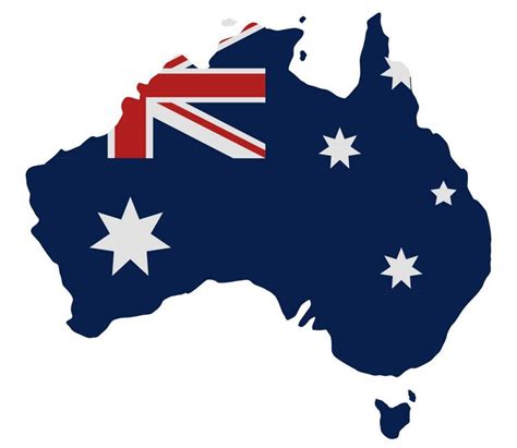 Map of Australia flag: Australia map with flag inside