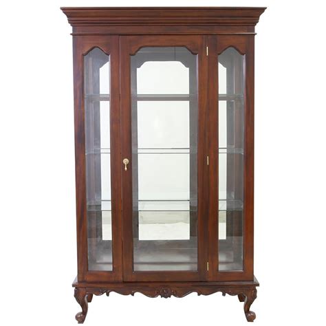 Mahogany Furniture Chippendale Style Solid Mahogany Wood Single Door Glass Display Cabinet