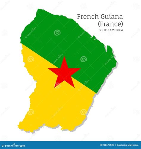 Map of French Guiana with National Flag Stock Vector - Illustration of ...