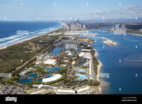 Sea World and The Broadwater Gold Coast Queensland Australia aerial ...