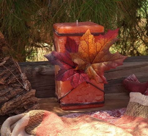 Rustic Candles Fall Table Centerpiece, Holiday Season, Autumn Decorations, Fall Decore, Pillar ...