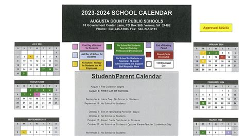 Augusta County Schools 2023-24 calendar for students