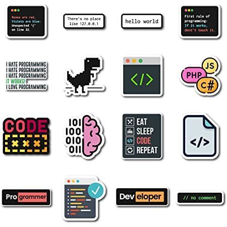 Coding/Programming Sticker Decals - Pack of 16 (Vinyl Stickers ...