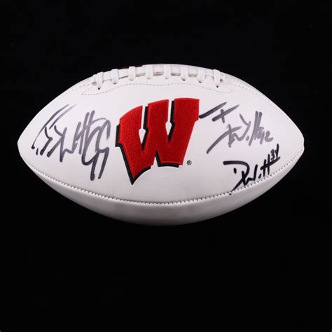 J. J. Watt, TJ Watt & Derek Watt Signed Wisconsin Badgers Logo Football ...