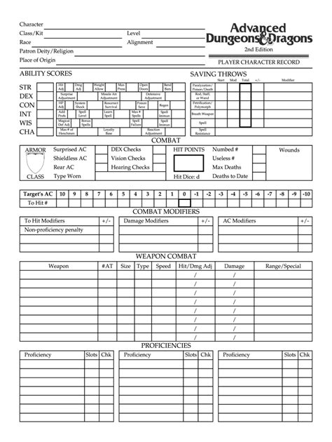 Ad D 1e Character Sheet Pdf - Fill Online, Printable, Fillable, Blank ...