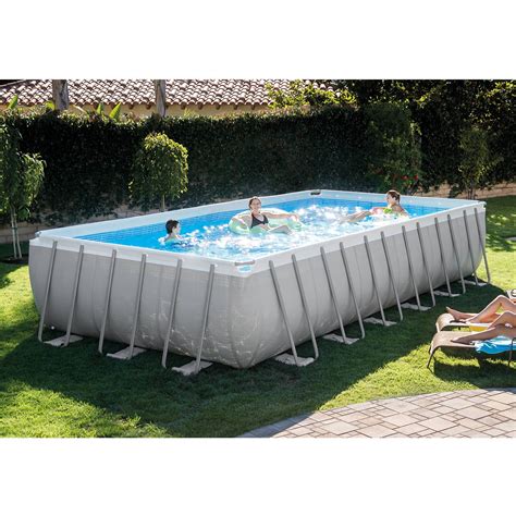 Intex 24' x 12' x 52" Ultra Frame Rectangular Above Ground Swimming Pool with Sand Filter Pump ...