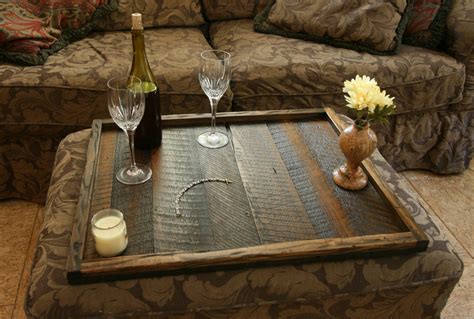 Custom Made Distressed To Impress! Rustic Modern Oversized Ottoman Tray Table Top Serving ...