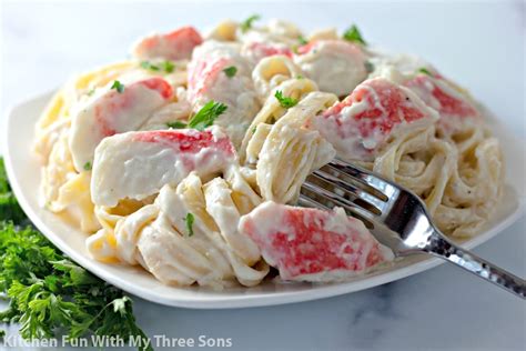 Creamy Crab Fettuccine Alfredo Recipe | Kitchen Fun With My 3 Sons