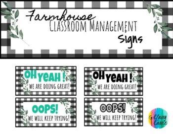 Farmhouse Classroom Management Signs and Posters by Classy Cassie