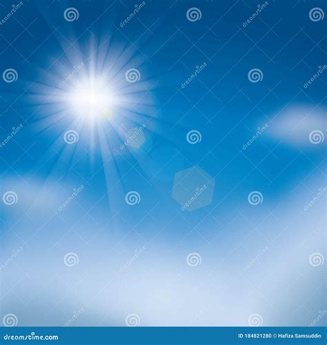 Glaring Sun in the Sky. Vector Illustration Decorative Background ...