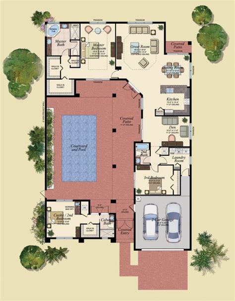 44+ U Shaped House Plan With Pool