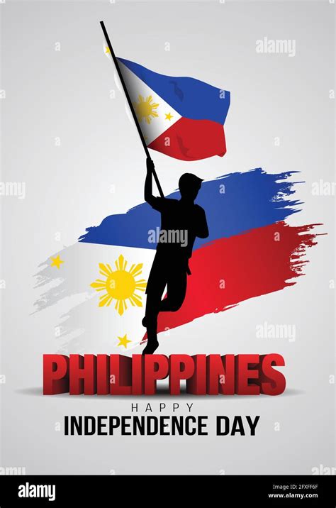 happy independence day Philippines. vector illustration of Philippine man with flag. poster ...