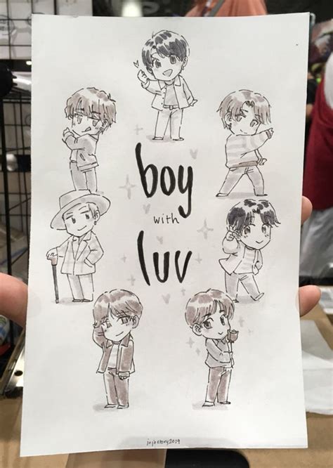 Boy With Luv: Original Ink Drawing Bts, Kpop Idol, Bts Chibi, Original ...